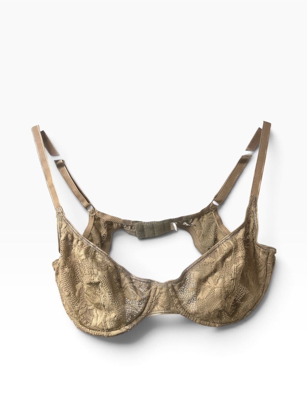 Vintage Victoria’s Secret brown lace unlined very sexy bra 38B
